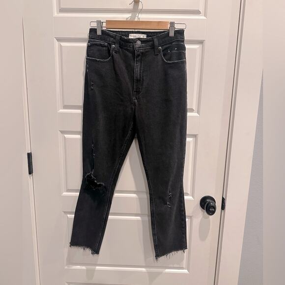 Abercrombie & Fitch Curve Love The Skinny High Rise Denim Black Jeans - Picture 1 of 3